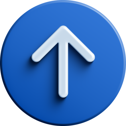 Blue round 3D arrow top icon